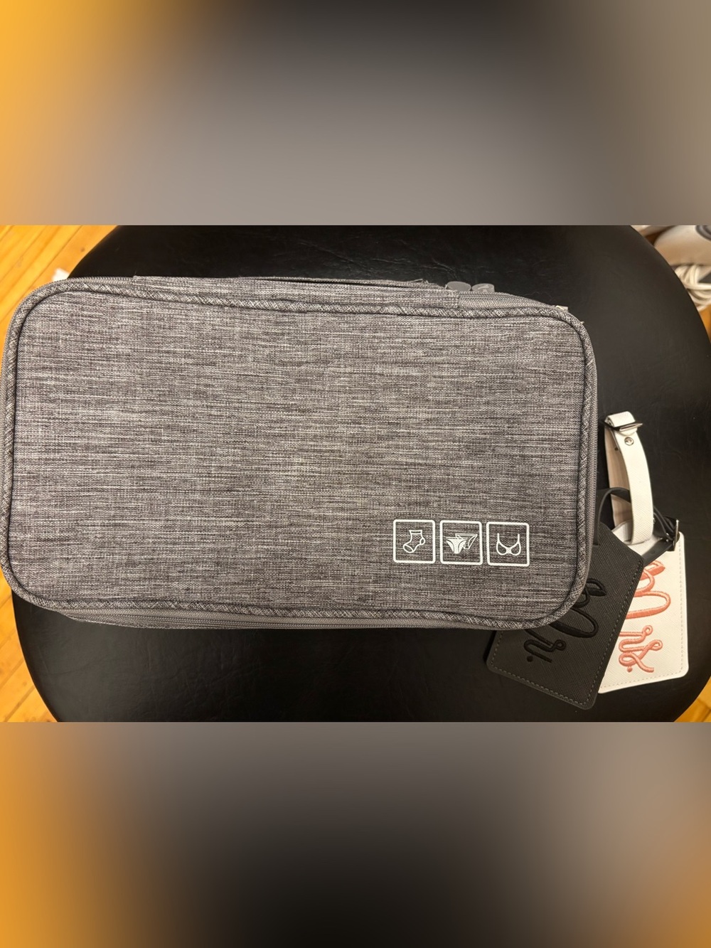 Travel Organizer Pouch for Underwear and Mrs. & Mr Luggage Tags